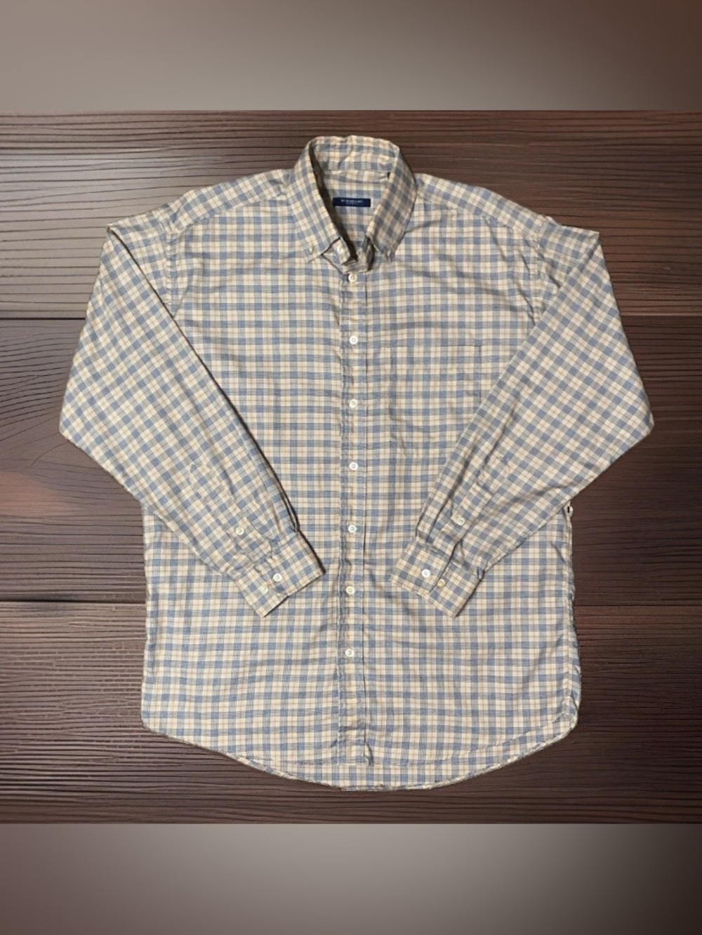 Burberry London Mens Long Sleeve Button Down Striped Shirt Made in USA Sz Large